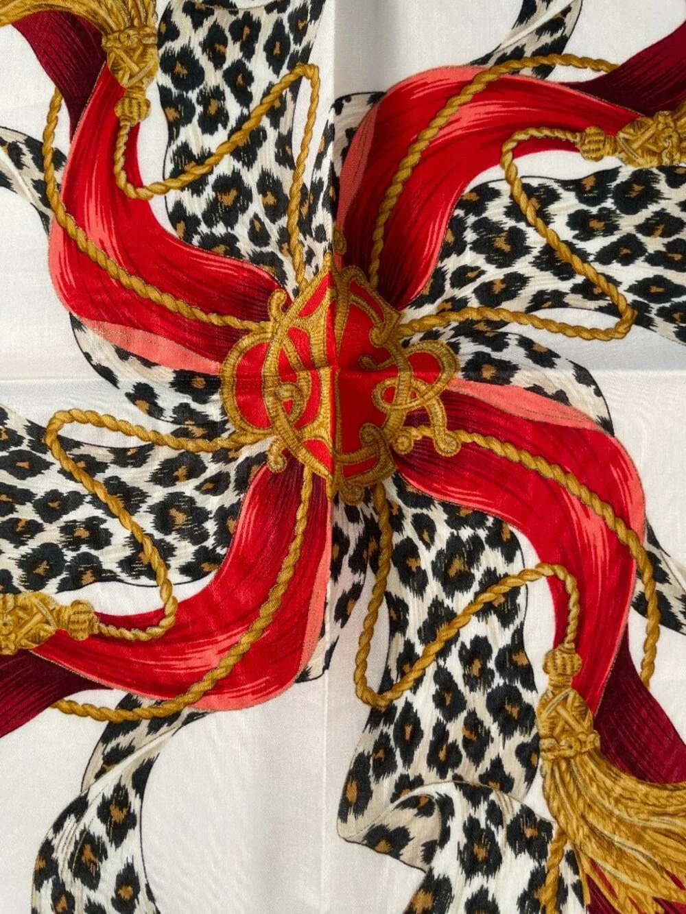 Vintage Christian Dior Leopard Ribbon Cotton Scarf | Never Worn